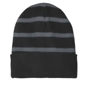 Coast Guard - Embroidered Sport-Tek Striped Beanie w/Solid Band