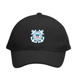 Coast Guard - Embroidered 6 Panel Buckle Baseball Caps (Min 12 pcs)