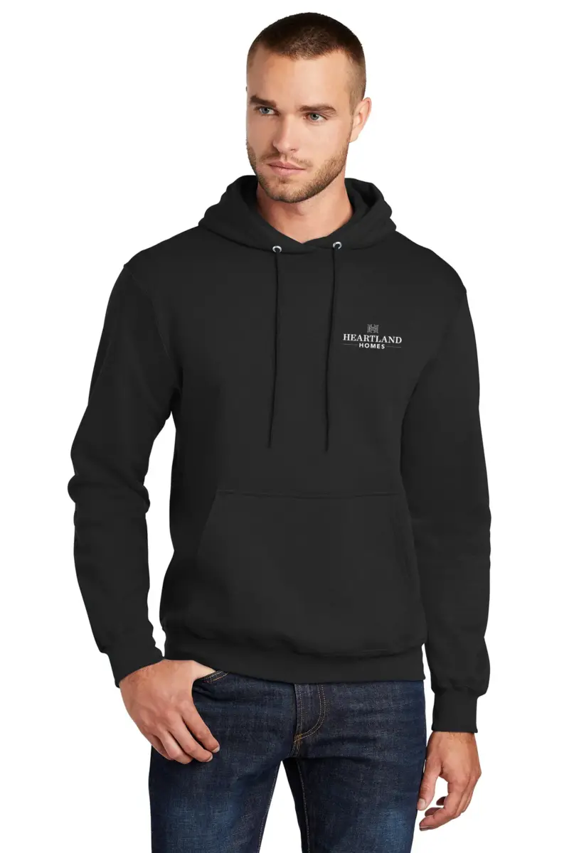 heartland homes port & company men's core fleece pullover hooded sweatshirt