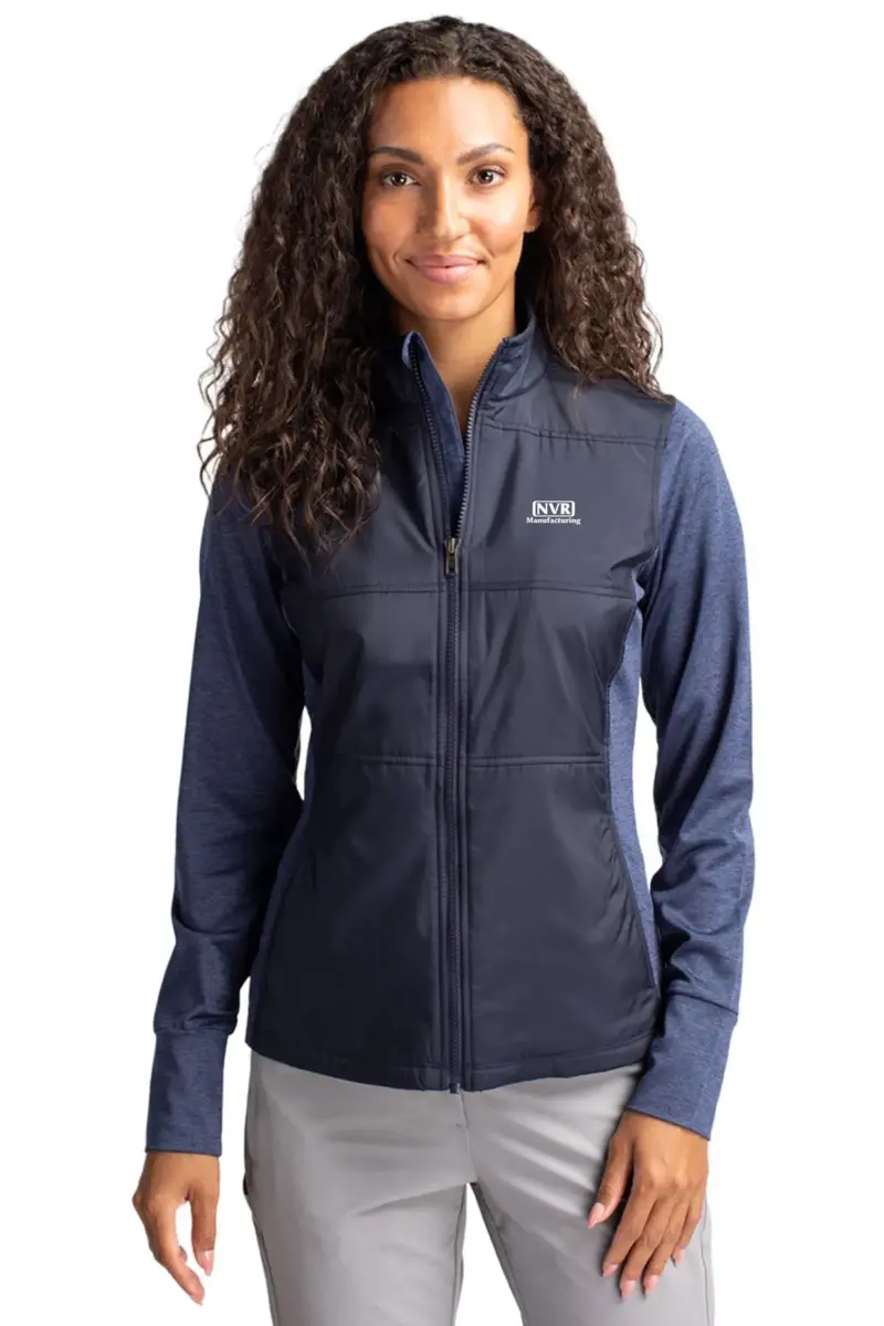 NVR Manufacturing - Cutter & Buck Stealth Hybrid Quilted Womens Full Zip Windbreaker Jacket