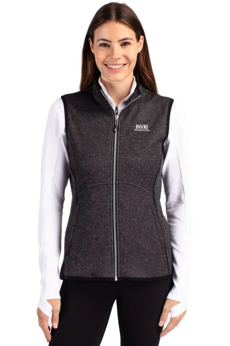 NVR Manufacturing - Cutter & Buck Mainsail Sweater Knit Womens Full Zip Vest