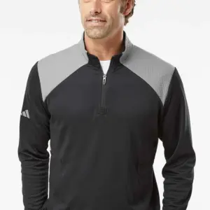 NVR Manufacturing - Adidas® Textured Mixed Media Quarter-Zip Pullover