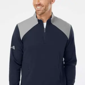 NVR Manufacturing - Adidas® Textured Mixed Media Quarter-Zip Pullover