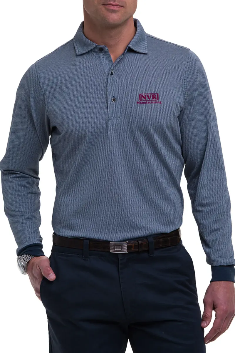 NVR Manufacturing - Fairway & Greene Men's Herringbone Natural Jersey Long-Sleeve Polo