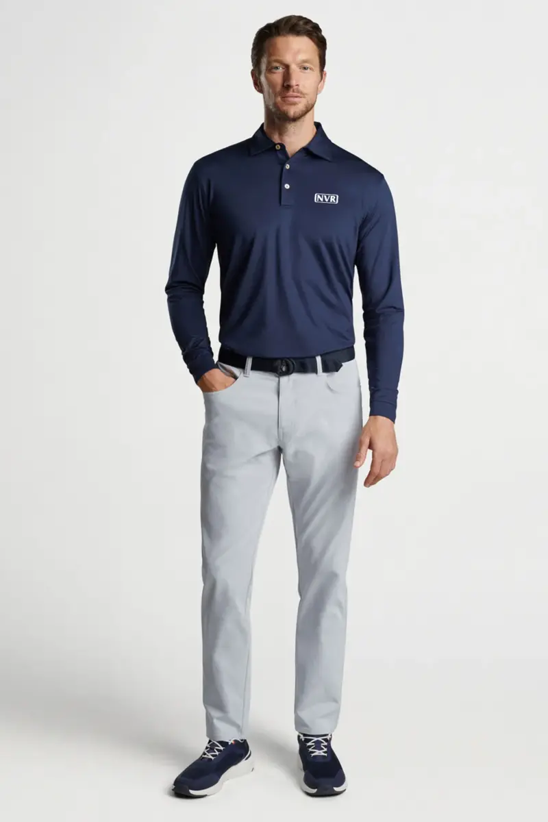 NVR Inc - Peter Millar Men's Solid Performance Long-Sleeve Jersey Polo