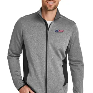 USAID Tajik - Eddie Bauer Men's Full-Zip Heather Stretch Fleece Jacket