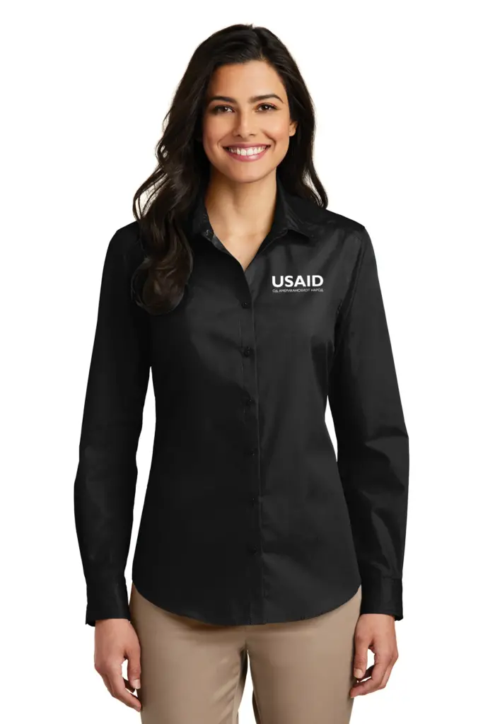 USAID Macedonian Port Authority Ladies Long Sleeve Care Free Poplin Shirt